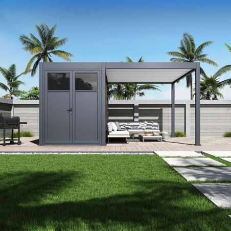 Pergola autoportante en alu gris et blanc 3x4m - abri 8m² - Ombrea