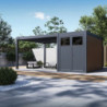 Pergola autoportante en alu gris avec 4x4m - abri 8m² - Ombrea