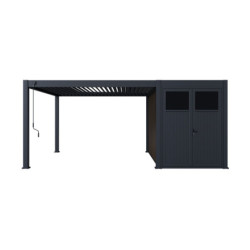 Pergola autoportante en alu gris avec 4x4m - abri 8m² - Ombrea
