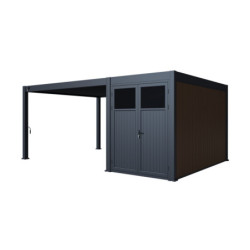 Pergola autoportante en alu gris avec 4x4m - abri 8m² - Ombrea