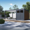 Pergola autoportante en alu gris et blanc 4x4m - abri 8m² - Ombrea