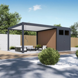 Pergola autoportante en alu gris et blanc 4x4m - abri 8m² - Ombrea