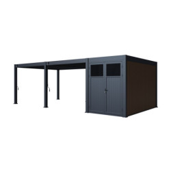 Pergola autoportante 4x6m en alu gris avec abri 8m² - Ombrea