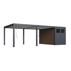 Pergola autoportante 4x6m en alu gris et blanc - abri 8m² - Ombrea