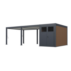 Pergola autoportante 4x6m en alu gris et blanc - abri 8m² - Ombrea