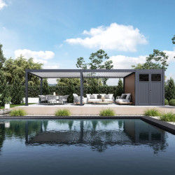 Pergola autoportante 4x8m en alu gris et blanc - abri 8m² - Ombrea