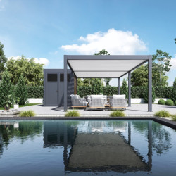Pergola autoportante 4x8m en alu gris et blanc - abri 8m² - Ombrea