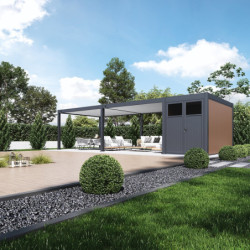Pergola autoportante 4x8m en alu gris et blanc - abri 8m² - Ombrea