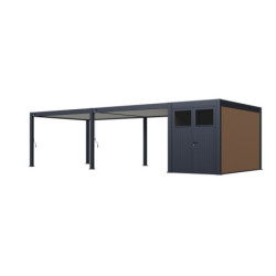 Pergola autoportante 4x8m en alu gris et blanc - abri 8m² - Ombrea