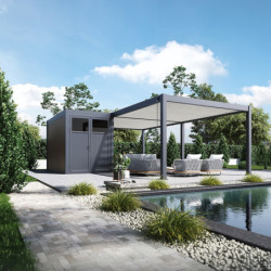 Pergola autoportante 4x8m en alu gris et blanc - abri 8m² - Ombrea
