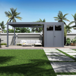 Pergola motorisée en alu gris 3x4m avec abri de 6m² - Elmo - Ombrea