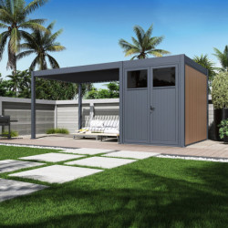 Pergola motorisée en alu gris 3x4m avec abri de 6m² - Elmo - Ombrea