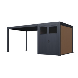 Pergola motorisée en alu gris 3x4m avec abri de 6m² - Elmo - Ombrea