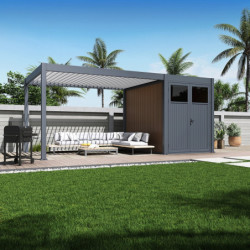 Pergola motorisée en alu gris et blanc 3x4m - abri 6m² - Elmo - Ombrea