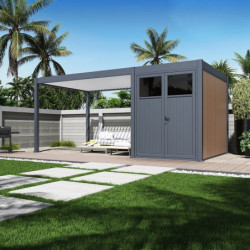 Pergola motorisée en alu gris et blanc 3x4m - abri 6m² - Elmo - Ombrea