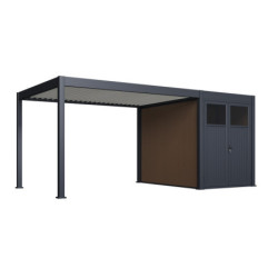 Pergola motorisée en alu gris et blanc 3x4m - abri 6m² - Elmo - Ombrea