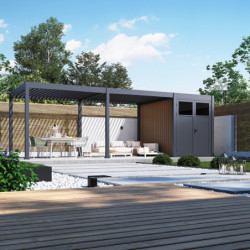 Pergola motorisée en alu gris 3x6m avec abri de 6m² - Elmo - Ombrea
