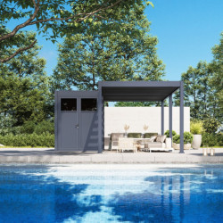Pergola motorisée en alu gris 3x6m avec abri de 6m² - Elmo - Ombrea