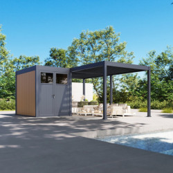 Pergola motorisée en alu gris 3x6m avec abri de 6m² - Elmo - Ombrea