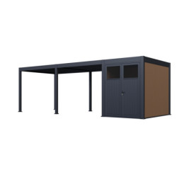 Pergola motorisée en alu gris 3x6m avec abri de 6m² - Elmo - Ombrea