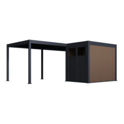Pergola motorisée en alu gris 3x6m avec abri de 6m² - Elmo - Ombrea