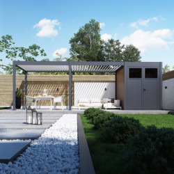 Pergola motorisée 3x6m en alu gris et blanc - abri 6m² - Elmo - Ombrea