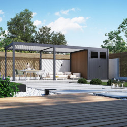 Pergola motorisée 3x6m en alu gris et blanc - abri 6m² - Elmo - Ombrea