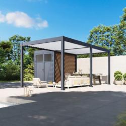 Pergola motorisée 3x6m en alu gris et blanc - abri 6m² - Elmo - Ombrea