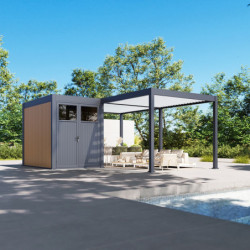 Pergola motorisée 3x6m en alu gris et blanc - abri 6m² - Elmo - Ombrea