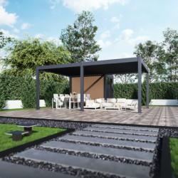 Pergola motorisée en alu gris 4x6m avec abri de 6m² - Elmo - Ombrea