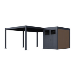 Pergola motorisée en alu gris 4x6m avec abri de 6m² - Elmo - Ombrea