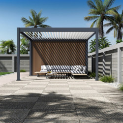 Pergola motorisée en alu gris et blanc 3x4m - abri 8m² - Elmo - Ombrea
