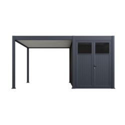 Pergola motorisée en alu gris et blanc 3x4m - abri 8m² - Elmo - Ombrea