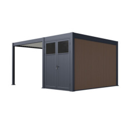 Pergola motorisée en alu gris et blanc 3x4m - abri 8m² - Elmo - Ombrea
