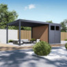 Pergola motorisée 4x4m² en alu gris avec abri de 8m² - Elmo - Ombrea
