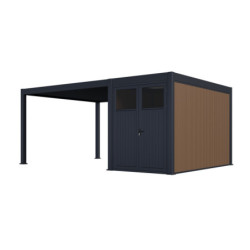 Pergola motorisée 4x4m² en alu gris avec abri de 8m² - Elmo - Ombrea