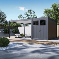 Pergola motorisée 4x4m² en alu gris et blanc - abri 8m² - Elmo - Ombrea