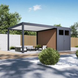 Pergola motorisée 4x4m² en alu gris et blanc - abri 8m² - Elmo - Ombrea