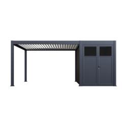 Pergola motorisée 4x4m² en alu gris et blanc - abri 8m² - Elmo - Ombrea