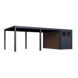 Pergola motorisée en alu gris 4x6m avec abri de 8m² - Elmo - Ombrea