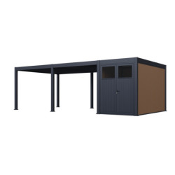 Pergola motorisée en alu gris 4x6m avec abri de 8m² - Elmo - Ombrea