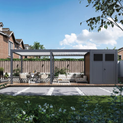 Pergola motorisée 4x6m en alu gris et blanc - abri 8m² - Elmo - Ombrea