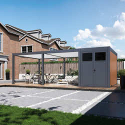 Pergola motorisée 4x6m en alu gris et blanc - abri 8m² - Elmo - Ombrea