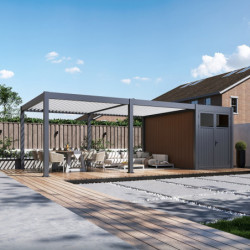 Pergola motorisée 4x6m en alu gris et blanc - abri 8m² - Elmo - Ombrea