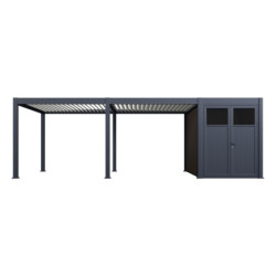 Pergola motorisée 4x6m en alu gris et blanc - abri 8m² - Elmo - Ombrea