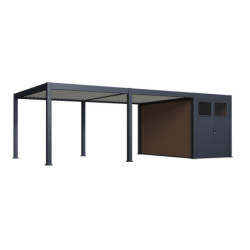 Pergola motorisée 4x6m en alu gris et blanc - abri 8m² - Elmo - Ombrea