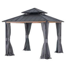 Rideaux pour tonnelle Pasu 300x300cm en polyester gris - Sunjoy