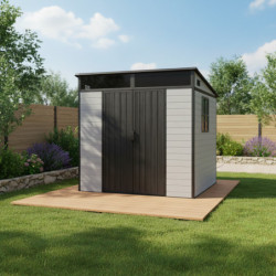 Abri de Jardin Résine 4m² DICKINS Skylight Gris/Noir + Plancher - JOBU