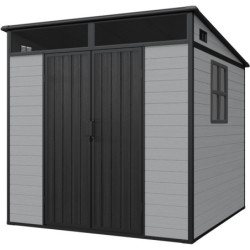 Abri de Jardin Résine 4m² DICKINS Skylight Gris/Noir + Plancher - JOBU