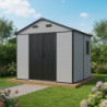 Abri de Jardin Résine 5,69m² DICKINS Gris/Noir + Plancher - JOBU